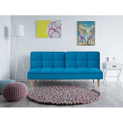 Sofá-cama SILJAN Tecido Azul turquesa 3 lugares
