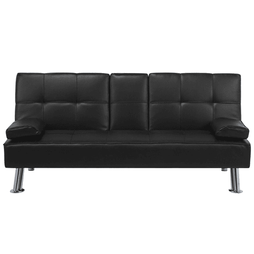 Sofá-cama ROXEN Pele sintética Preto 3 lugares