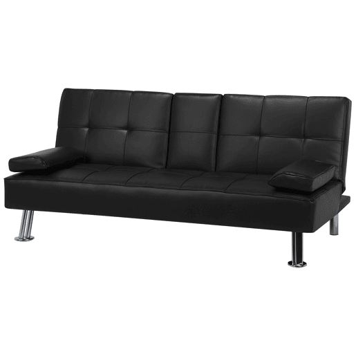 Sofá-cama ROXEN Pele sintética Preto 3 lugares
