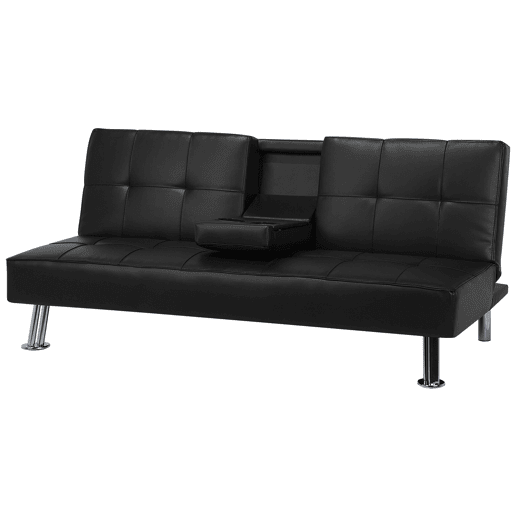 Sofá-cama ROXEN Pele sintética Preto 3 lugares