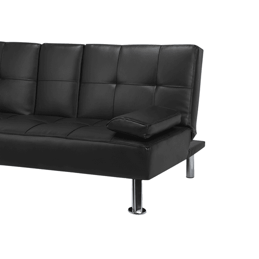 Sofá-cama ROXEN Pele sintética Preto 3 lugares