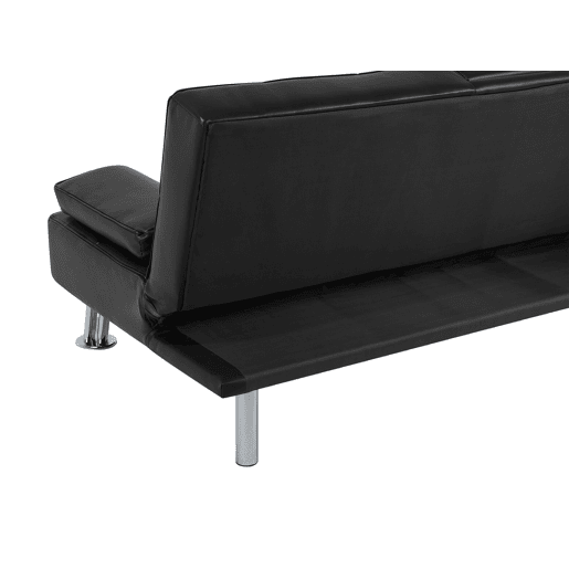 Sofá-cama ROXEN Pele sintética Preto 3 lugares