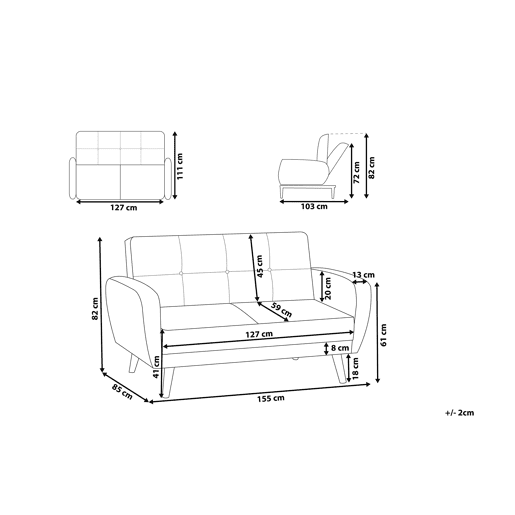 Sofá-cama FLORLI Tecido Preto 2 lugares