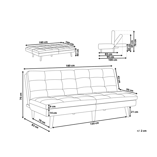 Sofá-cama RONNE Tecido Azul marinho 3 lugares
