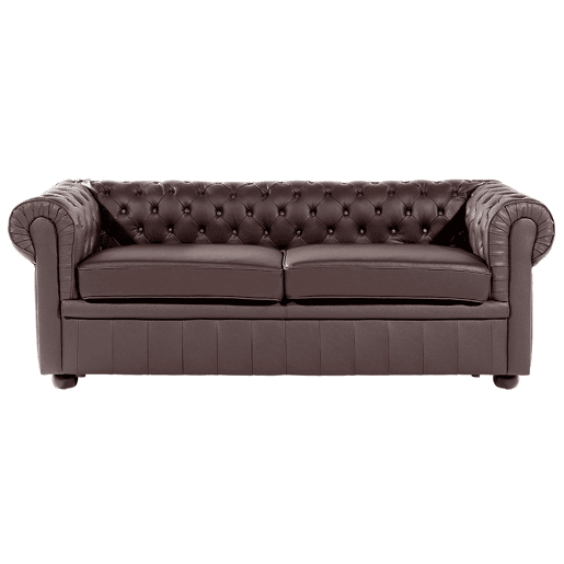 Sofá CHESTERFIELD Pele Castanho 3 lugares
