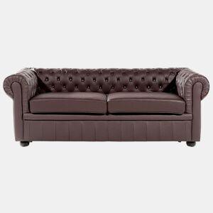 Sofá CHESTERFIELD Pele Castanho 3 lugares