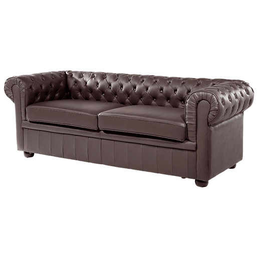Sofá CHESTERFIELD Pele Castanho 3 lugares