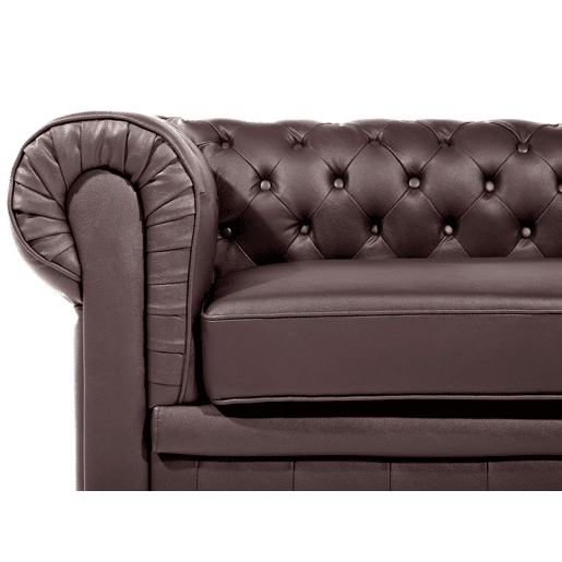 Sofá CHESTERFIELD Pele Castanho 3 lugares