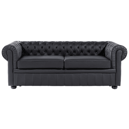 Sofá CHESTERFIELD Pele Preto 3 lugares Sofá CHESTERFIELD Pele Preto 3 lugares