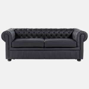Sofá CHESTERFIELD Pele Preto 3 lugares