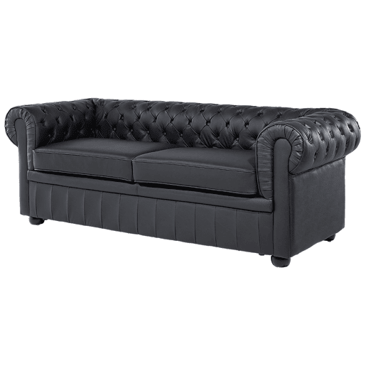 Sofá CHESTERFIELD Pele Preto 3 lugares Sofá CHESTERFIELD Pele Preto 3 lugares