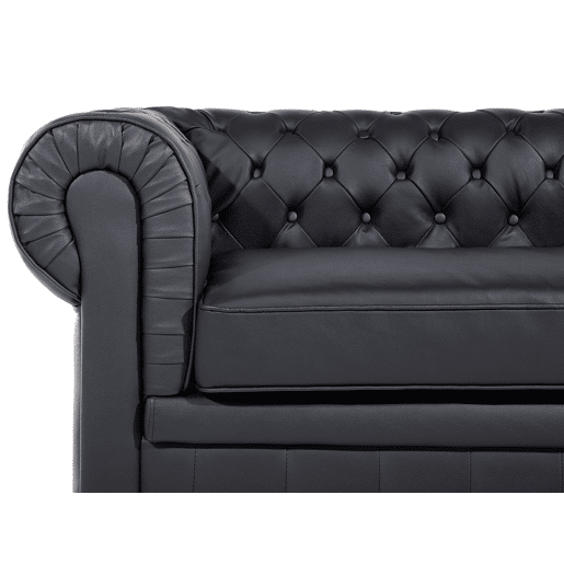 Sofá CHESTERFIELD Pele Preto 3 lugares Sofá CHESTERFIELD Pele Preto 3 lugares