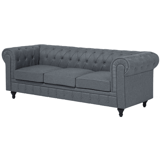 Sofá de canto CHESTERFIELD Tecido Cinzento 6 lugares à direita