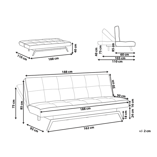 Sofá-cama LEEDS Tecido Multicolor 3 lugares