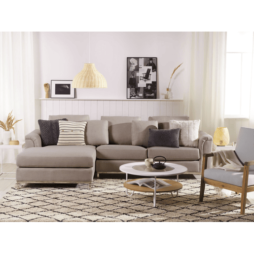 Sofá de canto OSLO Tecido Creme claro 4 lugares à direita