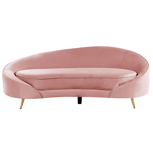 Sofá SAVAR Veludo Rosa 3 lugares