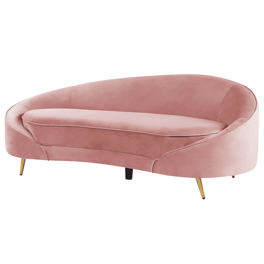 Sofá SAVAR Veludo Rosa 3 lugares