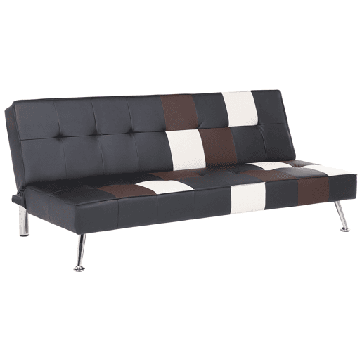 Sofá-cama OLSKER Pele sintética Preto 3 lugares