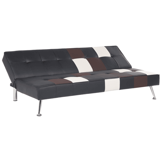 Sofá-cama OLSKER Pele sintética Preto 3 lugares
