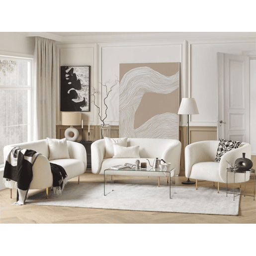 Sofá LOEN Bouclé Branco 2 lugares Sofá LOEN Bouclé Branco 2 lugares
