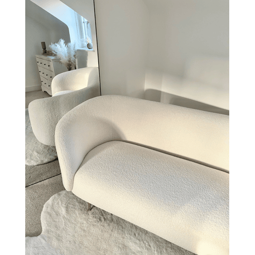 Sofá LOEN Bouclé Branco 2 lugares Sofá LOEN Bouclé Branco 2 lugares