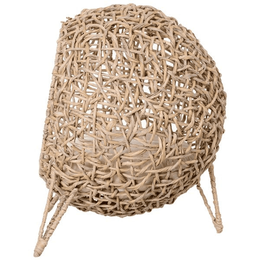 PawHut Cama para Gatos em Vime Sintético Caverna para Animais de Estimação com Base de Tripé Almofada com Pelúcia e Algodão Suave Desenho Elevado Ø52x58 cm Madeira