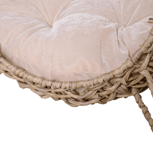 PawHut Cama para Gatos em Vime Sintético Caverna para Animais de Estimação com Base de Tripé Almofada com Pelúcia e Algodão Suave Desenho Elevado Ø52x58 cm Madeira