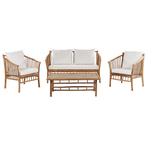 Beliani Conjunto lounge Madeira de bambu MAGGIORE Beliani Conjunto lounge Madeira de bambu MAGGIORE