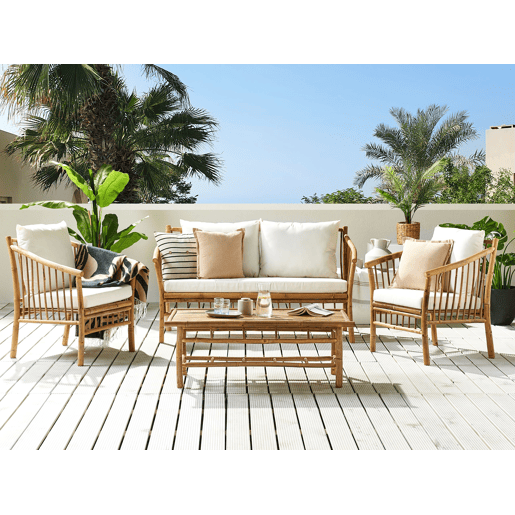 Beliani Conjunto lounge Madeira de bambu MAGGIORE Beliani Conjunto lounge Madeira de bambu MAGGIORE