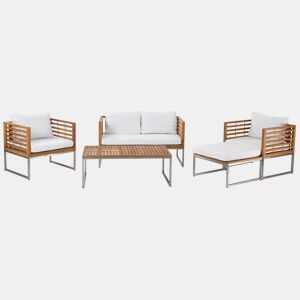 Conjunto de jardim com mesa 4 lugares BERMUDA Madeira de acácia Castanho