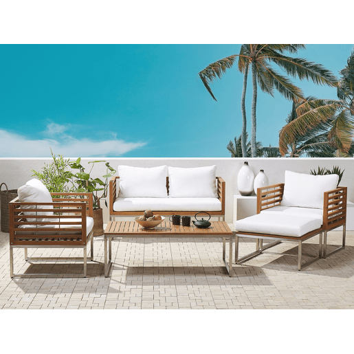 Conjunto de jardim com mesa 4 lugares BERMUDA Madeira de acácia Castanho