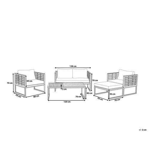 Conjunto de jardim com mesa 4 lugares BERMUDA Madeira de acácia Castanho