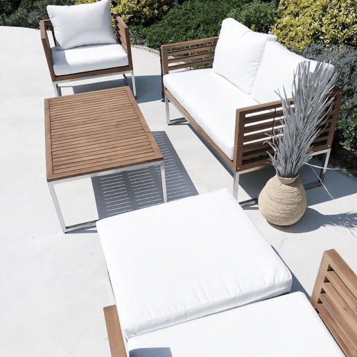 Conjunto de jardim com mesa 4 lugares BERMUDA Madeira de acácia Castanho
