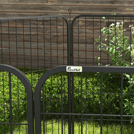 PawHut Parque para Cães 8 Varas 79x100cm Esquadra Dobrável com Porta e Dupla Trava Preto