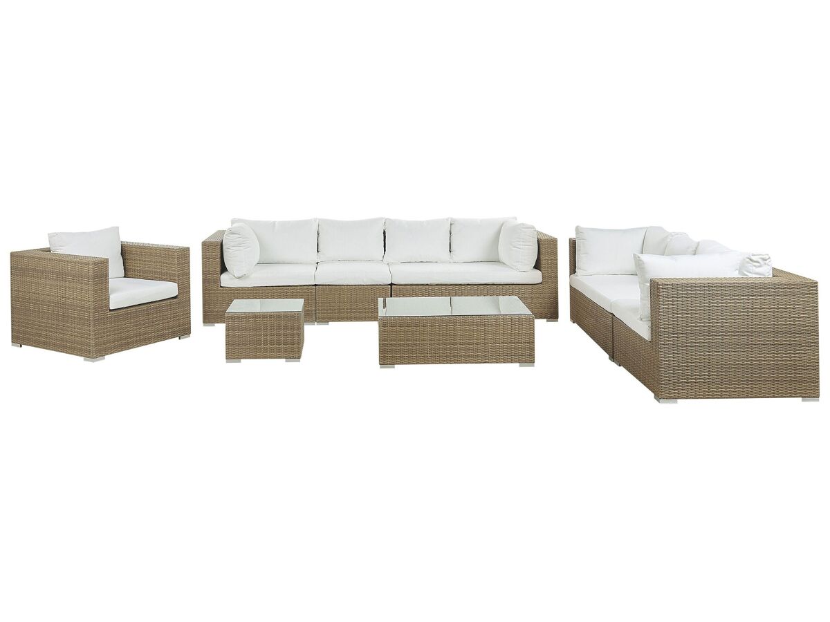 Beliani Conjunto de jardín Ratán sintético MAESTRO Blanco/ Beige