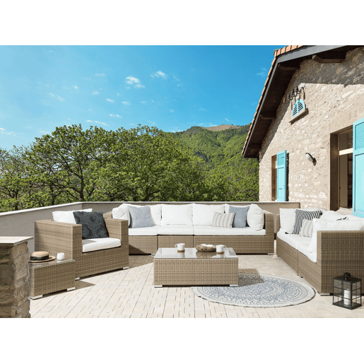 Conjunto de jardim com mesa 8 lugares MAESTRO Castanho claro