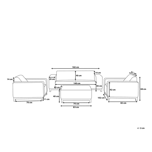 Conjunto de jardim com mesa 5 lugares ROVIGO Cinzento
