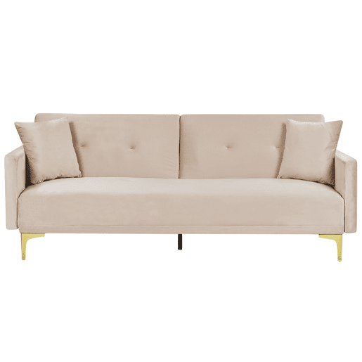 Sofá-cama LUCAN Veludo Creme 3 lugares