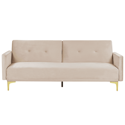 Sofá-cama LUCAN Veludo Creme 3 lugares