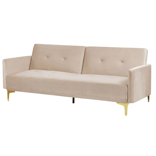 Sofá-cama LUCAN Veludo Creme 3 lugares