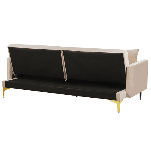 Sofá-cama LUCAN Veludo Creme 3 lugares
