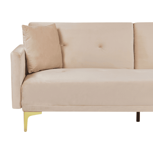 Sofá-cama LUCAN Veludo Creme 3 lugares