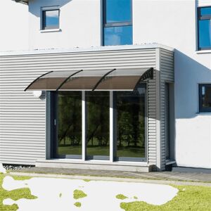 Outsunny Marquesa Exterior para Portas e Janelas, 303x96 cm, Cobertura de Proteção contra Sol e Chuva, com Painel de Policarbonato, Suportes de PP e Barra de Alumínio, Castanho