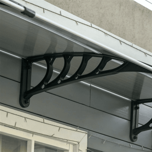 Outsunny Marquesa Exterior para Portas e Janelas, 303x96 cm, Cobertura de Proteção contra Sol e Chuva, com Painel de Policarbonato, Suportes de PP e Barra de Alumínio, Castanho