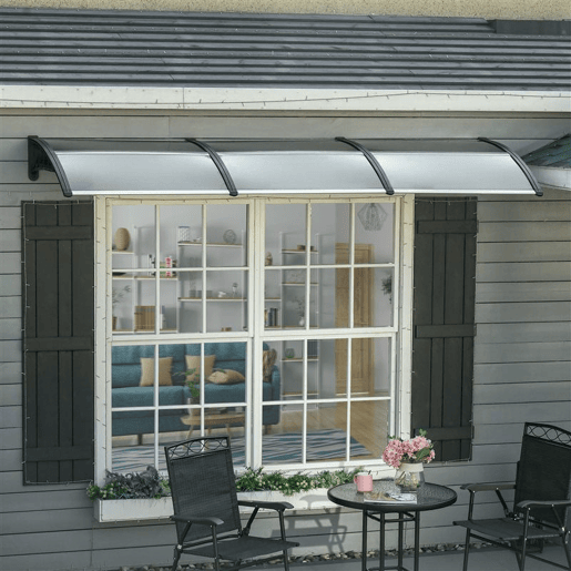 Outsunny Marquesa Exterior para Portas e Janelas, 303x96 cm, Cobertura de Proteção contra Sol e Chuva, com Painel de Policarbonato, Suportes de PP e Barra de Alumínio, Castanho