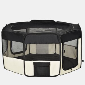 PawHut Parque Dobrável para Cães e Gatos, Cercado Portátil para Animais de Estimação Pequenos em Tecido Oxford Impermeável com 2 Portas, para Exterior e Interior, Ø120x58 cm, Preto