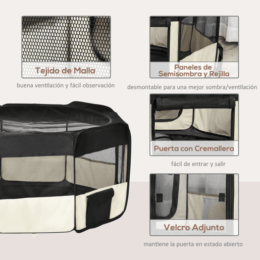 PawHut Parque Dobrável para Cães e Gatos, Cercado Portátil para Animais de Estimação Pequenos em Tecido Oxford Impermeável com 2 Portas, para Exterior e Interior, Ø120x58 cm, Preto