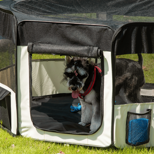PawHut Parque Dobrável para Cães e Gatos, Cercado Portátil para Animais de Estimação Pequenos em Tecido Oxford Impermeável com 2 Portas, para Exterior e Interior, Ø120x58 cm, Preto