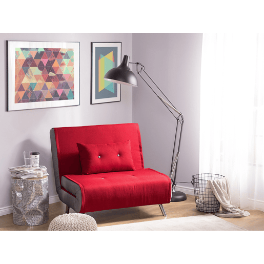 Sofá-cama individual FARRIS Tecido Vermelho Sofá-cama individual FARRIS Tecido Vermelho