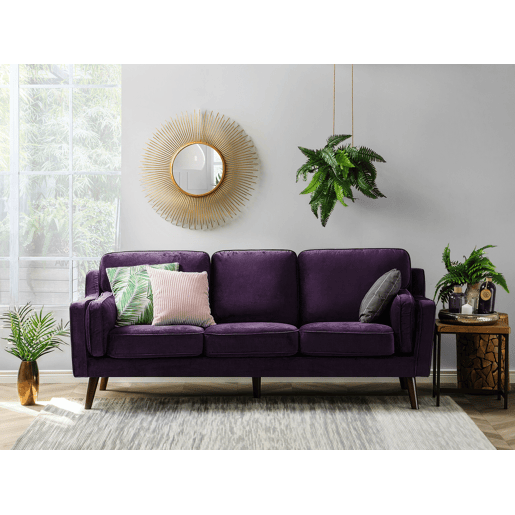 Sofá LOKKA Veludo Roxo 3 lugares Sofá LOKKA Veludo Roxo 3 lugares